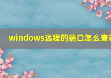 windows远程的端口怎么查看