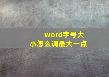 word字号大小怎么调最大一点