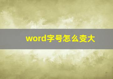 word字号怎么变大