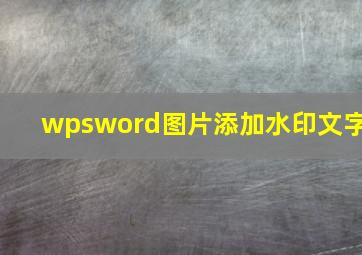 wpsword图片添加水印文字