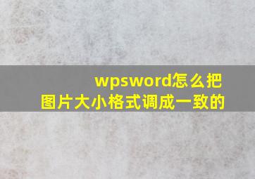 wpsword怎么把图片大小格式调成一致的