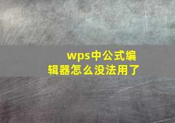 wps中公式编辑器怎么没法用了