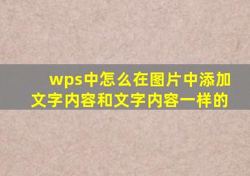 wps中怎么在图片中添加文字内容和文字内容一样的