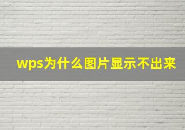 wps为什么图片显示不出来