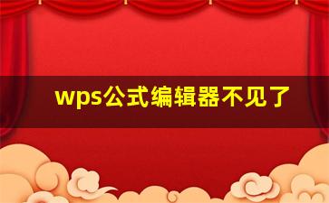 wps公式编辑器不见了