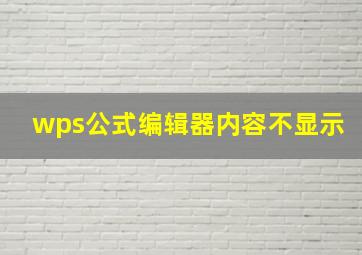 wps公式编辑器内容不显示