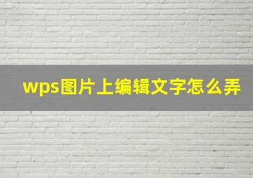 wps图片上编辑文字怎么弄