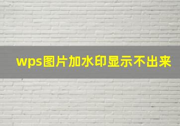 wps图片加水印显示不出来