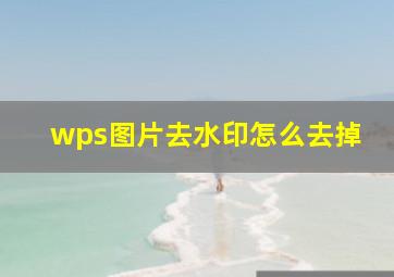 wps图片去水印怎么去掉