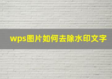 wps图片如何去除水印文字