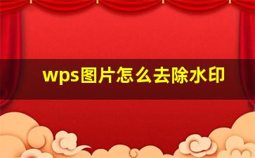 wps图片怎么去除水印