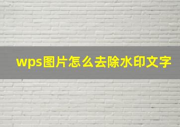 wps图片怎么去除水印文字