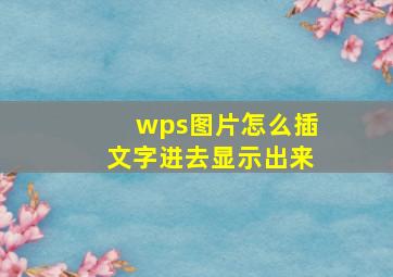 wps图片怎么插文字进去显示出来