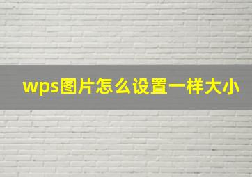 wps图片怎么设置一样大小