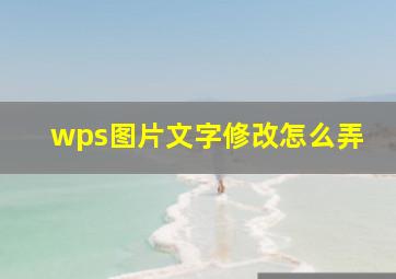 wps图片文字修改怎么弄