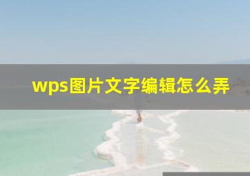 wps图片文字编辑怎么弄