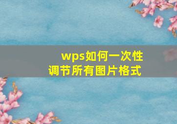 wps如何一次性调节所有图片格式