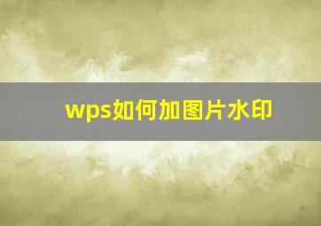 wps如何加图片水印