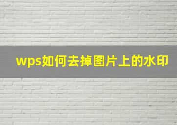 wps如何去掉图片上的水印