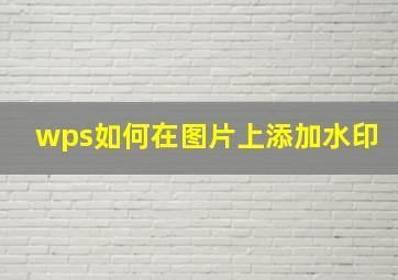 wps如何在图片上添加水印