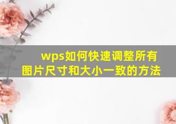 wps如何快速调整所有图片尺寸和大小一致的方法