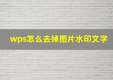 wps怎么去掉图片水印文字