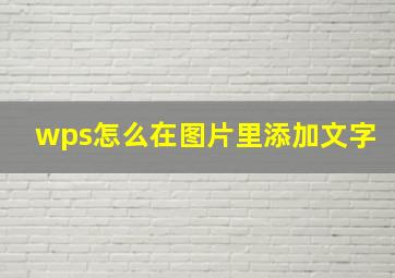 wps怎么在图片里添加文字