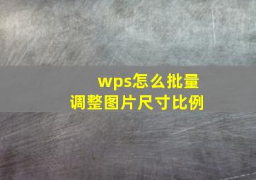 wps怎么批量调整图片尺寸比例