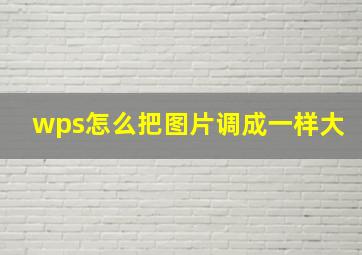 wps怎么把图片调成一样大