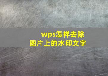 wps怎样去除图片上的水印文字