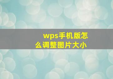 wps手机版怎么调整图片大小