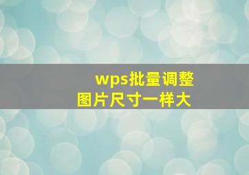 wps批量调整图片尺寸一样大