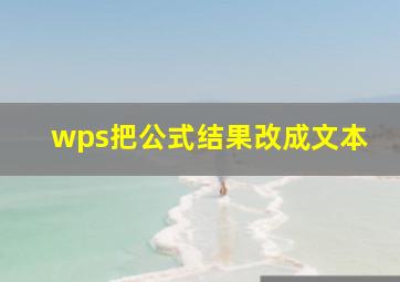 wps把公式结果改成文本