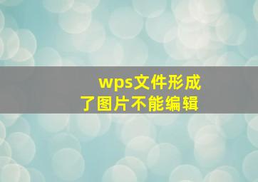 wps文件形成了图片不能编辑