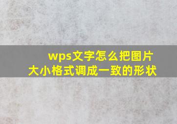 wps文字怎么把图片大小格式调成一致的形状