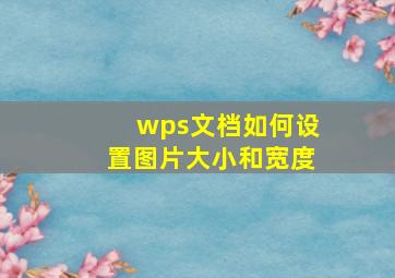 wps文档如何设置图片大小和宽度