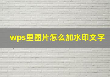 wps里图片怎么加水印文字