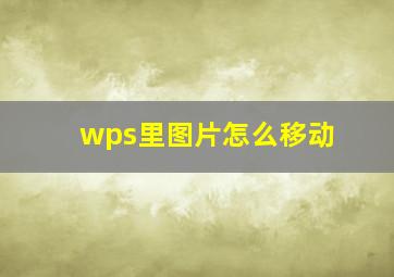 wps里图片怎么移动