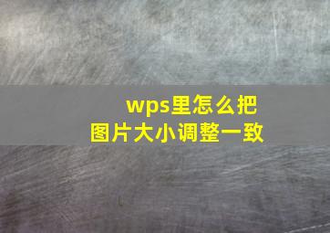 wps里怎么把图片大小调整一致