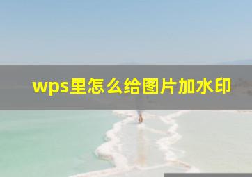 wps里怎么给图片加水印