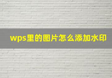 wps里的图片怎么添加水印