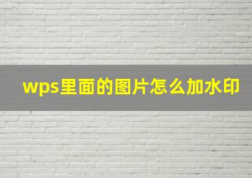 wps里面的图片怎么加水印