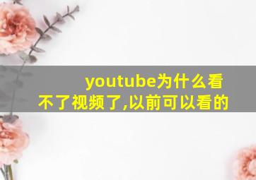 youtube为什么看不了视频了,以前可以看的