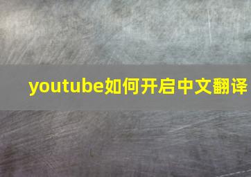 youtube如何开启中文翻译