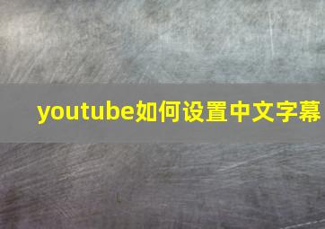 youtube如何设置中文字幕