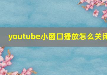 youtube小窗口播放怎么关闭