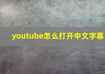 youtube怎么打开中文字幕