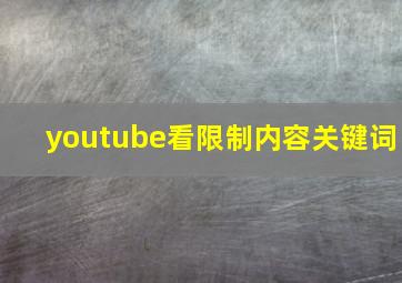 youtube看限制内容关键词