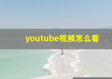 youtube视频怎么看