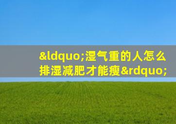 “湿气重的人怎么排湿减肥才能瘦”